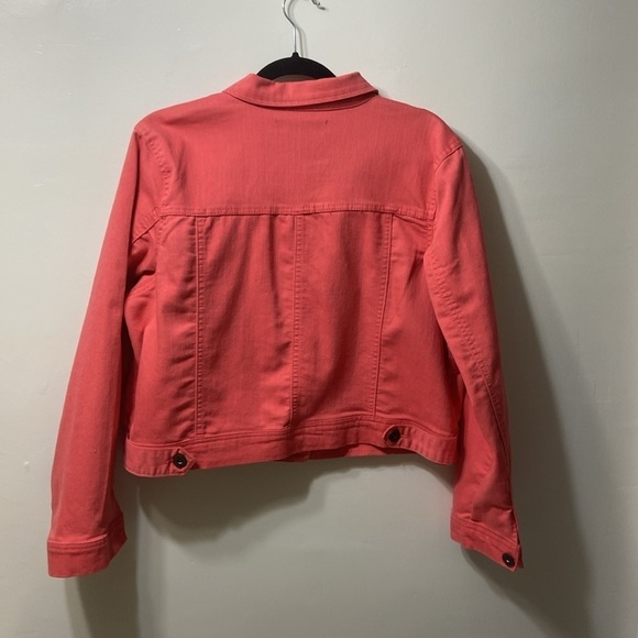 ASHLEY STEWART,WOMEN’S,FLAP POCKET,BUTTON UP FRONT,ORANGE,DENIM JACKET,SIZE-14 - Picture 2 of 12